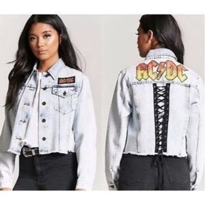 NWT AC/DC 80s Cropped Jean Jacket